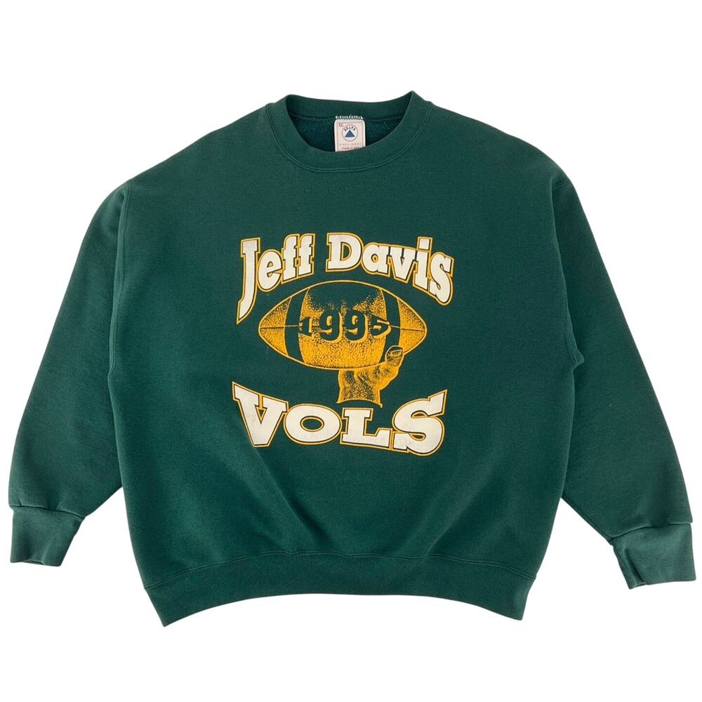 Vintage 90s Jeff Davis Vols Football Crewneck Sweatshirt Double Sided 1990s
